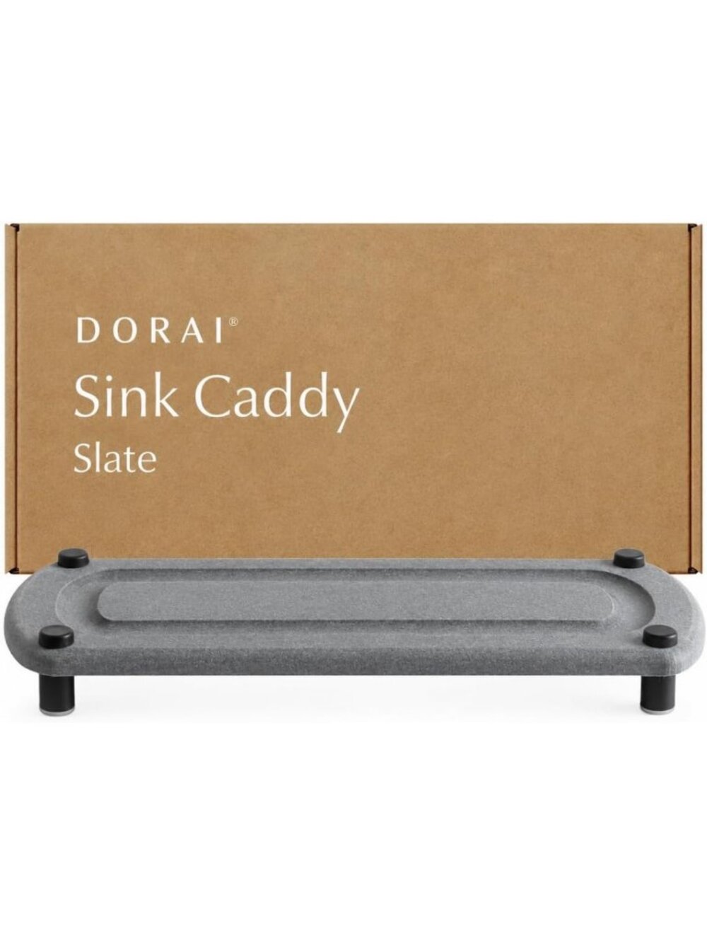 Water-Absorbing Diatomaceous Earth Sink Caddy with Stainless Steel Feet - Slate